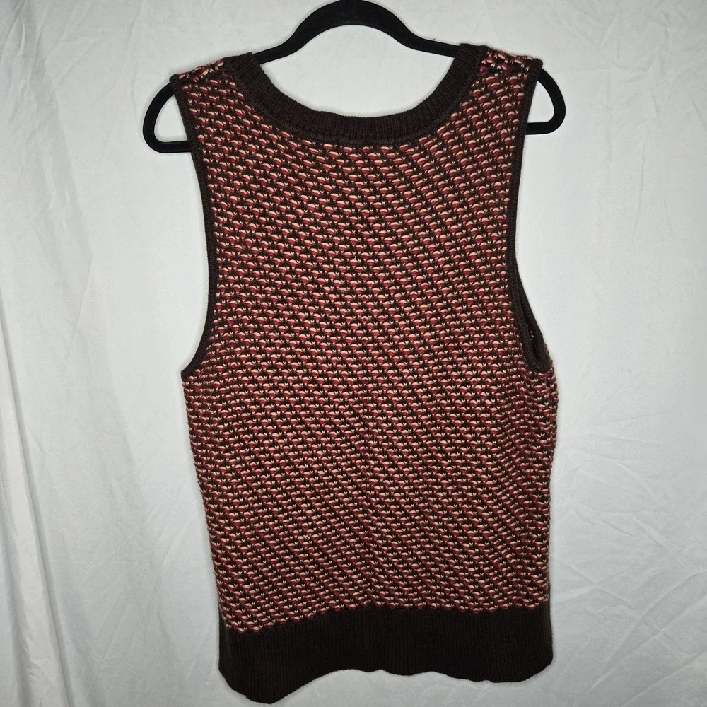 Talbots Brown Angora Blend Sweater Tank Vest Size XL Retro 70's Hipster Academia